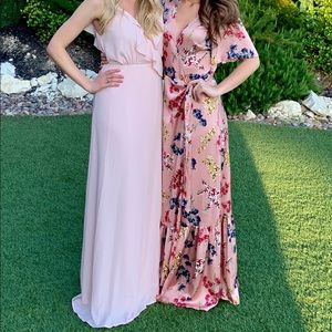 (Left) Small Blush Ruffle Wrap Gown